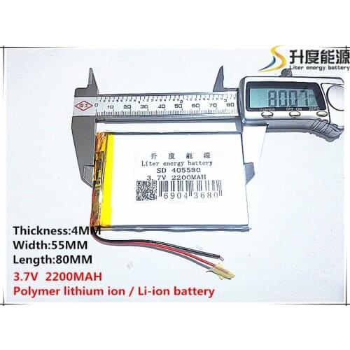 1pcs [SD] 3.7V,2200mAH,[405580] Polymer lithium ion / Li-ion battery for TOY,POWER BANK,GPS,mp3,mp4,cell phone,speaker