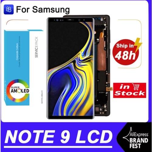 100% Original AMOLED 6.4'' Display With Frame For Samsung Galaxy Note 9 Note9 N960F Full LCD Touch Screen Digitizer Repair Parts