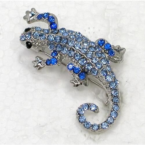 12pcs/lot Wholesale Fashion Brooch Rhinestone Gecko Pin brooches C101480