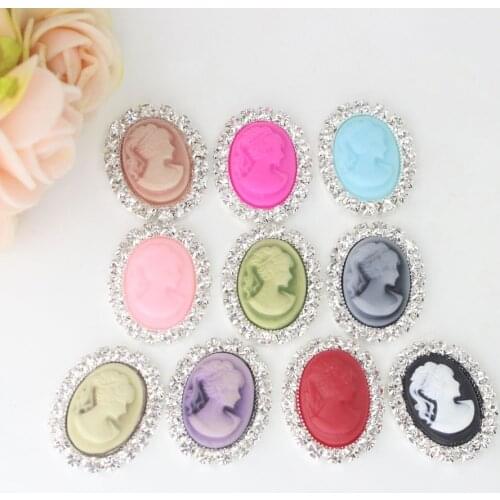 25mm Cameo Sewing Flatback Rhinestones Embellish DIY Hair Interspersed Artificial Button Shiny Wedding Accessories