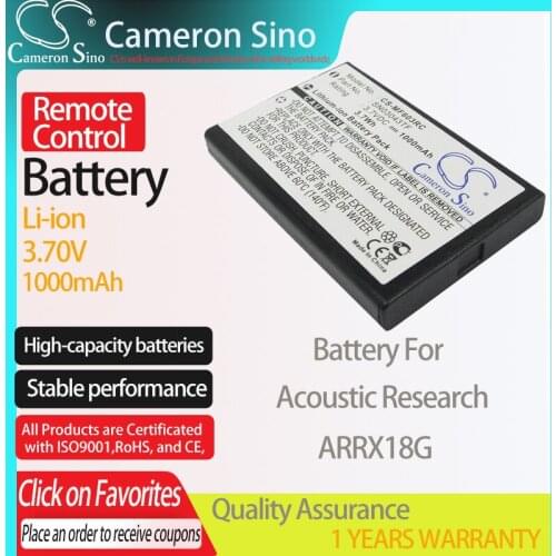 CameronSino Battery for Acoustic Research ARRX18G Remote Control battery 1000mAh 3.70V Li-ion Black