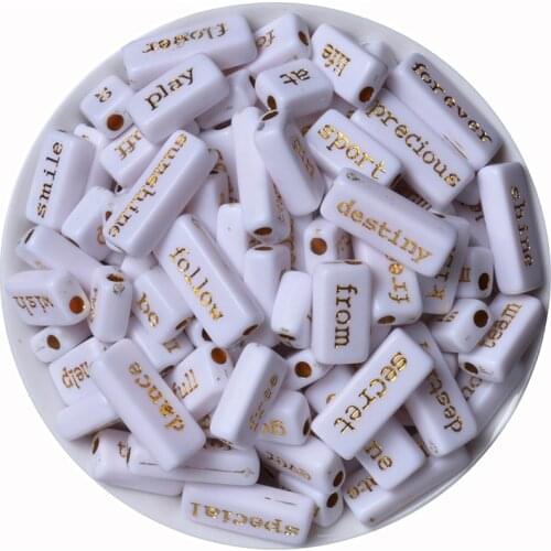 Three Size White Gold Color Phrase Word Letter Beads Rectangle Spacer Beads For Jewelry Making DIY Necklace Bracelet