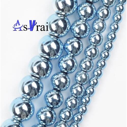 Natural Stone Blue Plated Hematite Beads For Jewelry Making 3 4 6 8 10mm Round Loose Spacer Beads DIY Bracelet Necklace Charms