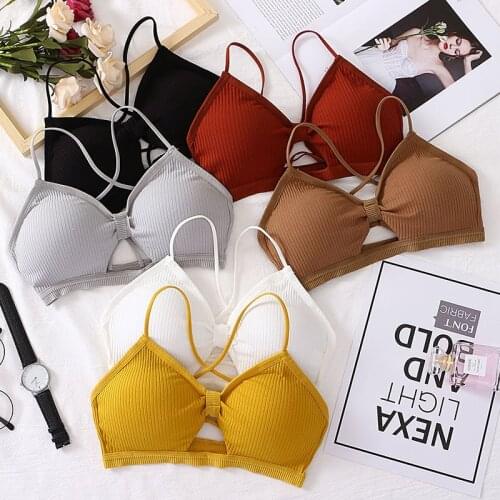 Girls bra Teenage Bra hollow gather sling Girl Bralette Girl Cute Underwear Puberty Student Cotton Bra teenage girls clothing