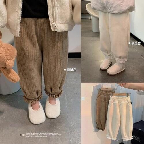 Childrens pants Korean Baby girls Corduroy Spring autumn pants trousers kids boys girls cotton solid loose pants casual pants