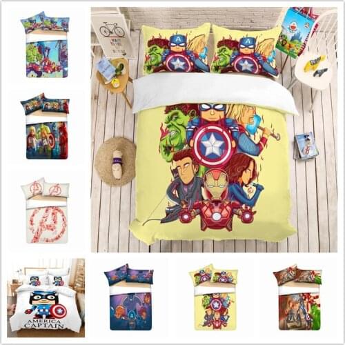 Disney Cartoon Avengers Children Bedding Set Boy Kids Duvet cover Pillow Cases Single Double Twin Full Queen King Size Baby Gift