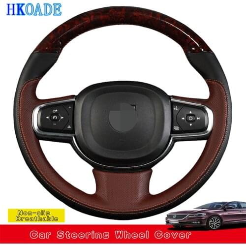 DIY Hand-stitched Comfortable Genuine Leather Car Steering Wheel Cover For Volvo S90 V90 XC90 2015-2019 XC60 S60 V60 2018 2019