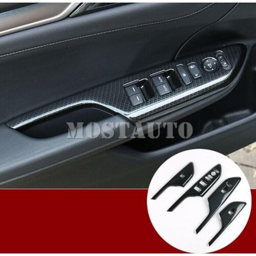 For Honda Civic 10th Gen Carbon Fiber Style Car Door Window Button Trim Cover 2016-2018 4pcs Car Accessories Interior Car Decor