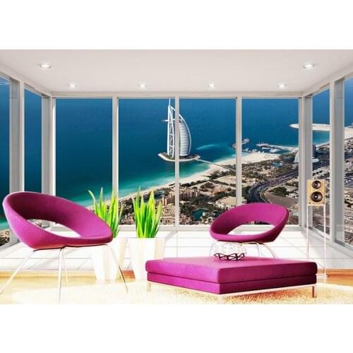 Home Decoration Balcony views of Dubai Yacht Hotel Custom 3d photo wall paper TV backdrop mural wallpaper
