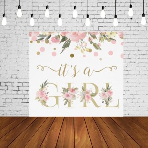 Its A Girl Baby Shower Party Backdrop Floral Flowers Babyshower Banner Birthday Newborn Portrait Background Poster Decorations