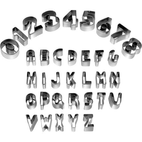 Stainless Steel Alphabet Letter Cookie Cutters Mold Biscuit Number Cutter Set Cake Decorating Moulds Fondant Cutter Set