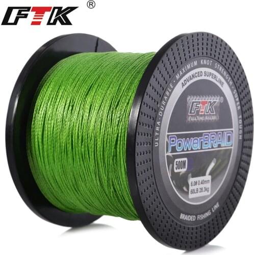 FTK Fishing Line 500M/300M PE Braided Line Fishing Cord 8-60LB 0.1-0.4mm 4 Strand Multifilament Strong For Fish Rope