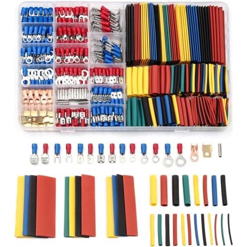 350Pcs Insulated Crimp Terminals Butt Connector Set 2:1 328Pcs Assorted Heat Shrink Tubing Electrical Shrinkable Sleeveing Tube