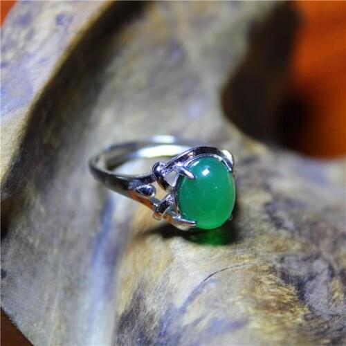 Wholesale Personality Fashion Jewelry Green Chalcedony Special Silver Plated Ring For Women Feature Concise Namour Charm Gift