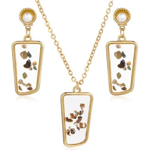 Fashion Heart Jewelry Sets For Women Gold Color Chain Pendant Necklaces Women Drop Earrings Ladies Wedding Bridal Jewelry Sets