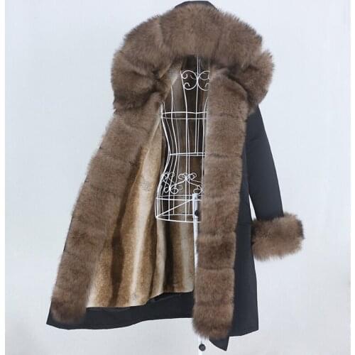 MENINA BONITA 2021 Winter Jacket Women X-long Parka Waterproof Natural Fox Fur Hood Real Fur Coat Thick Outerwear Detachable