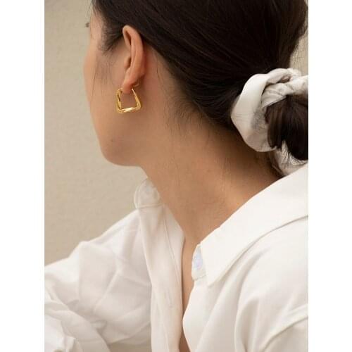 Brass With 18K Gold Twist Drop Statement Earrings Women Jewelry Punk Party Gown Runway rare Boucle Korean Japan INS Trendy