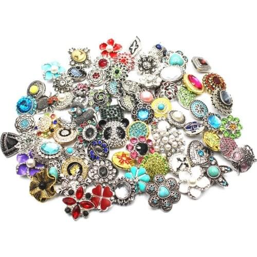 Mix 10pcs/lot Rhinestone Crystal Metal Snap Buttons Jewelry Fit 18mm Snap Bracelets For women Jewelry
