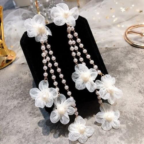 Fashion Fairy Butterfly Flower Women Earrings Net Red Sweet Trend Long Tassel temperament pendant style earrings for women