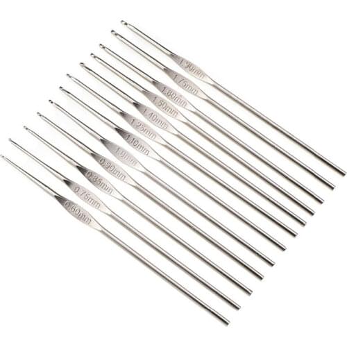 12pcs/set 0.6-1.9mm Crochet Hook Set Small Size Knitting Needles DIY Yarn Weave Needle Arts Craft Sewing Tools Accessories