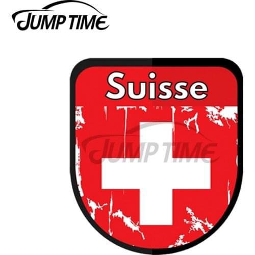 Jump Time 13 x8cm SWITZERLAND Schweiz SWISS Suisse Shield Car Stickers Fashion Decal DIY Occlusion Scratch Waterproof Decoration