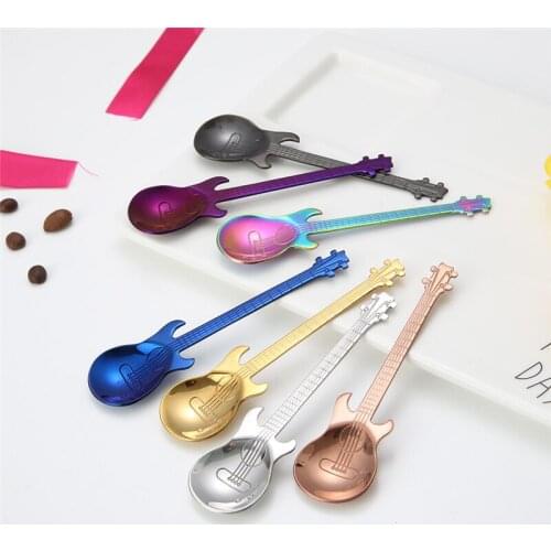 New Hot Delicate Guitar Coffee Spoon Stainless Steel Coffee Scoop Tea For Home Kitchen Tableware Spoons Gift Free Shipping