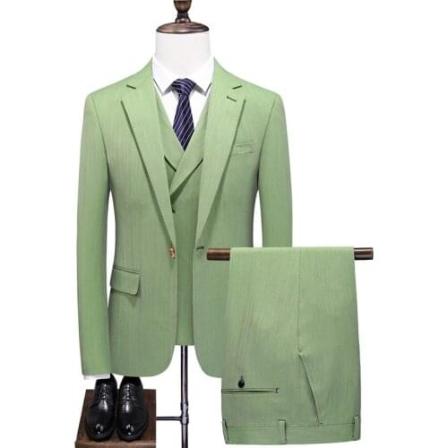 New Men 's Suit three -piece Suits Men 2021 Brand Slim Fit Groom Wedding Suit Korean Jacket Pants Trousers 5XL 4XL-S