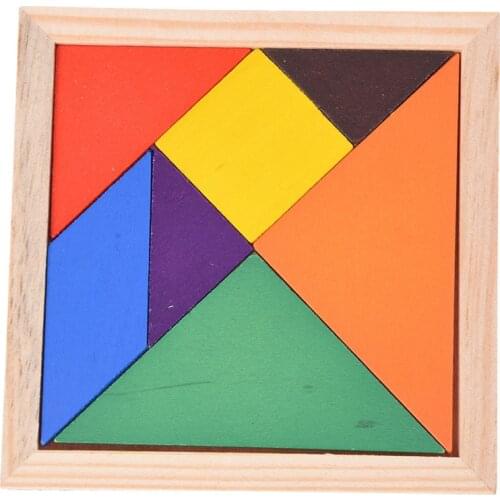 Educational Wooden Seven Piece Puzzle Jigsaw Tangram Brain Teasers Baby Toy