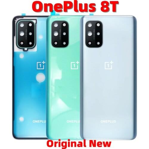Original Back Glass Cover For OnePlus 8T 1+8T Rear Battery Cover Door Lid Housing Case Shell + Camera Lens Repair Parts