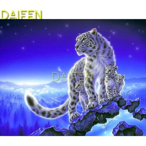 Full Square Diamond mosaic spot leopard family blue sky 5D DIY Diamond painting Cross stitch Full Round Diamond embroidery