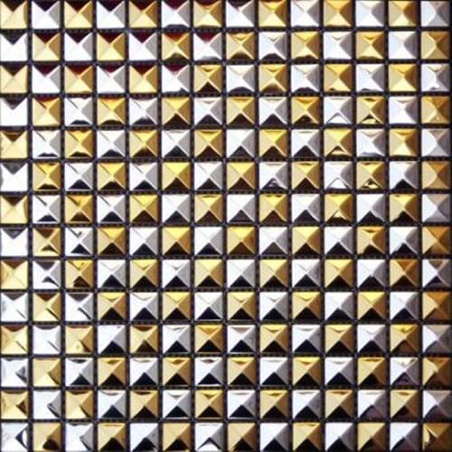 Multiple colors available modern family decoration metal pyramid mosaic tile stainless steel 3D convex wall sticker