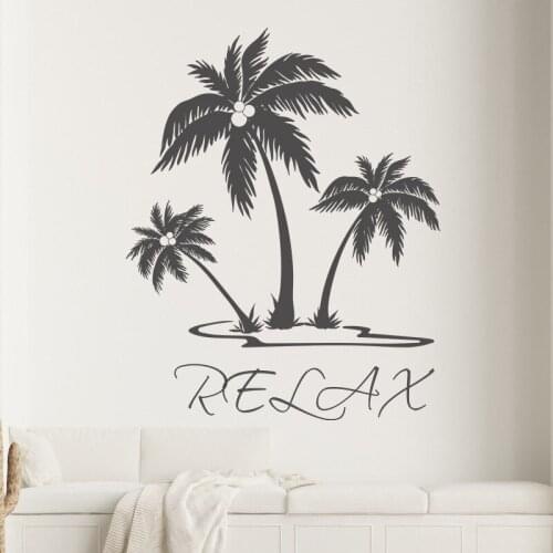 Retro Tropical Coconut Tree Wall Sticker Living Room Bedroom Wall Art House Decoration DIY Vinyl Wallpaper Self-adhesive Decal