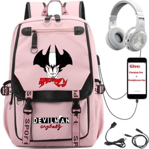 USB Charging teenagers Laptop packsack anime DEVILMAN crybaby backpack student School book Bag Women men Travel Backpack