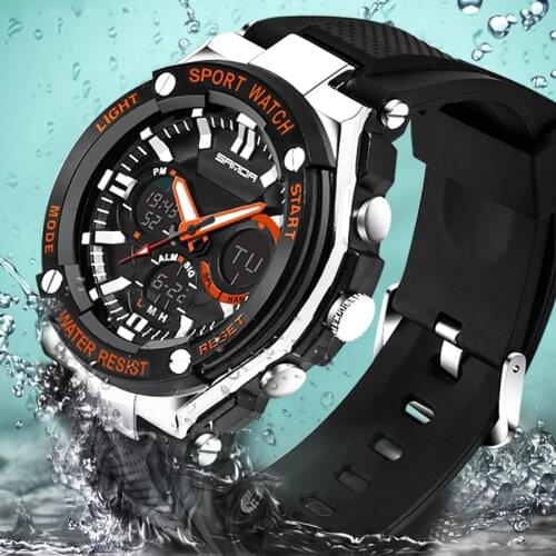 SANDA 733 Sport Watch Men Military Watch Waterproof Top Brand Luxury Date Calendar Digital Quartz Wristwatch relogio masculino