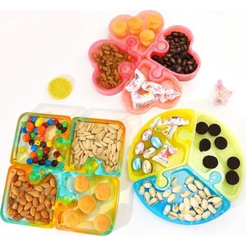 Storage Tray Silicone Mold Epoxy DIY Craft Tool Assembled Round Square Flower Shape Snack Container Dish Resin Mould Home Decor