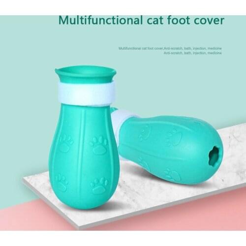 Silicone Cats Grooming Supplies Anti-Scratch Shoes For Cats Adjustable Pet Cat Boots Bath Washing Cat Claw Paw Cover Protector