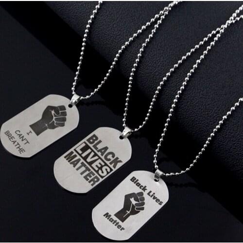 USA Black Resist Fist I Can't Breathe Pendant Necklace Zinc alloy George Floyd Black Lives Matter Necklaces Jewelry