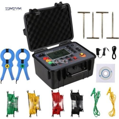 LCD Digital Double-clamp Earth Resistance Tester Ground Resistance Voltage Meter Lightning Rod Measuring Instrument Tools ES3002