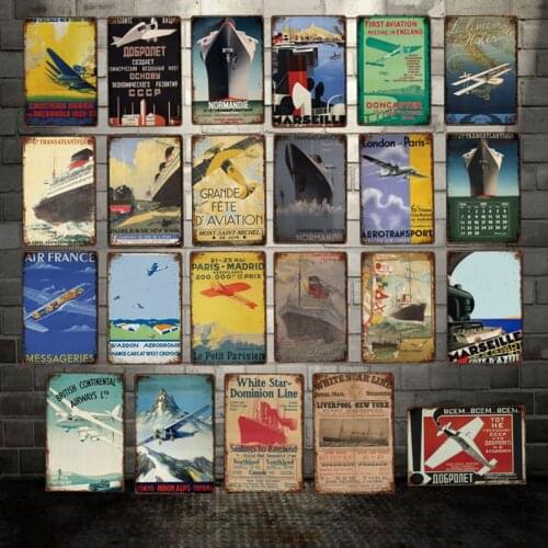 [ Mike86 ] NORMANDIE Steamship Airplane Metal Sign Vintage ROOM Retro Iron Painting Marseille Poster HOTEL Art 20*30 CM LT-1841