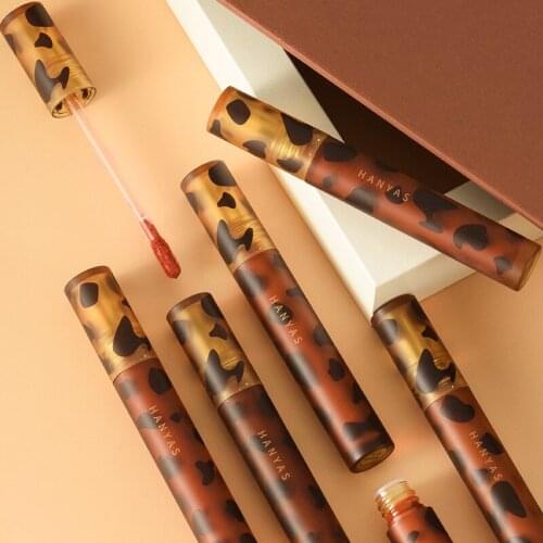 Amber Tube Velvet Lip Glaze Color Same Lipstick Long Lasting Moisturizer Waterproof Lip Gloss Non-Stick Cup Lip Cosmetics TSLM1