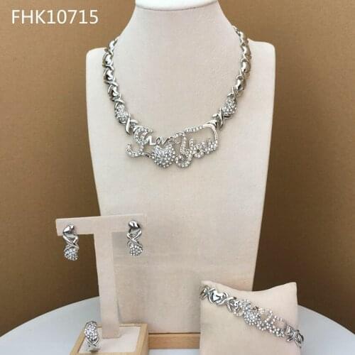 Yuminglai Latest Fashion Costume Hugs and Kisses African XOX Jewelry Sets Heart Shape Wedding Women Jewelries FHK10715