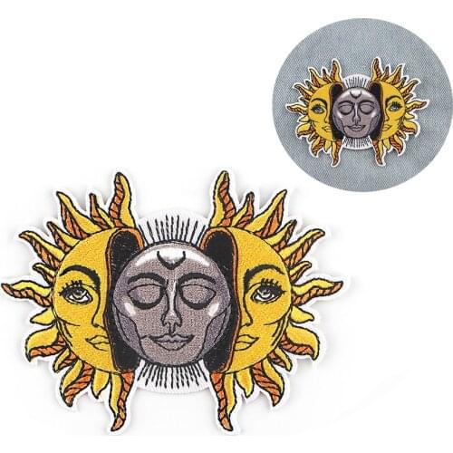 ZF1316 1pcs Sun And Moon Stickers Iron on Patches for Backpack Handbag Sew on Patches for T-shirt Jacket Backpack Diy Patch