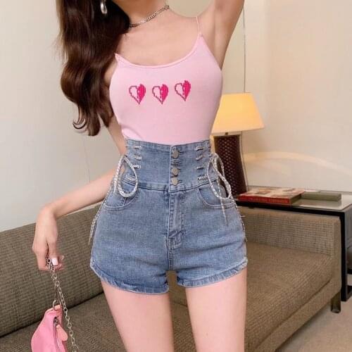 Women 2021 Summer Fashion Solid Color Slim Denim Shorts Female High Waist Mini Jean Shorts Ladies New Sexy Bandage Short Y62
