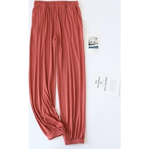 Women Summer Home Pants Elastic Waist Solid Sleep Bottoms Thin Loose Sleepwear Lounge Wear Sports Sleep Wear Sleeping Trousers