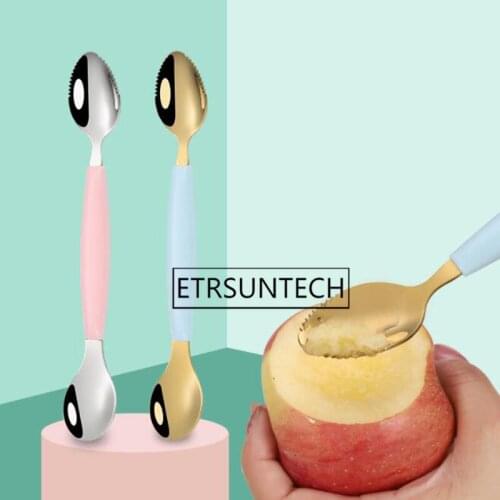 50pcs 304 Stainless Steel Multi-functional Double Headed Mud Scraping Spoon Fruit Carving Knife Planer Kitchen Tools