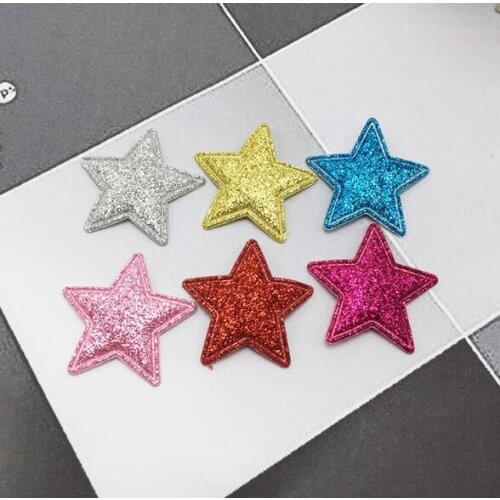 3cm 60pcs Glitters Star Padded Appliqued For Children Headwear Accessories DIY patches stick-on Cloth/bag/jewelry decoration