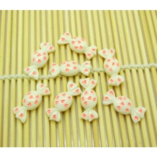 20Pcs White Candy Resin Decoration Crafts Kawaii Bead Flatback Cabochon Fridge Magnet Scrapbook DIY Accessories Buttons