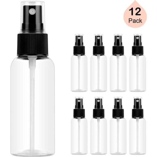 Free Shipping 12pcs 1oz. 30ml Small Empty Plastic Spray Bottles Mini Leak Proof Travel Atomizer Spritzer for Perfume, Cologne