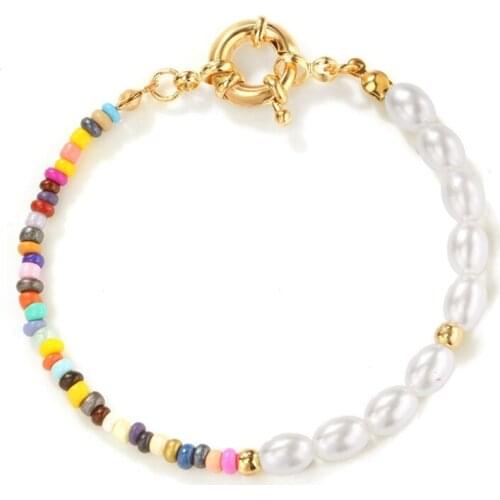 Charm Bracelet Fashion DIY Colorful Beaded Bracelet Faux Pearl Bracelet Bohemian Hand Chain Women Girl Jewellery Accessories