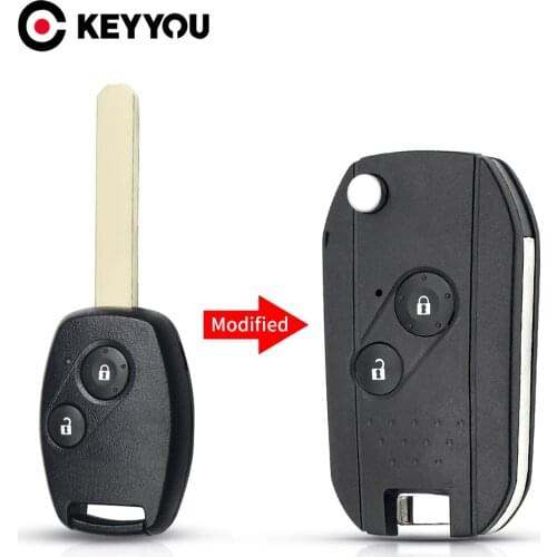 KEYYOU 2/3/4 Buttons Modified Remote Flip Car Key Shell Case For Honda Accord Civic 2006-2011 CRV 2018 Pilot fit With Rubber Pad